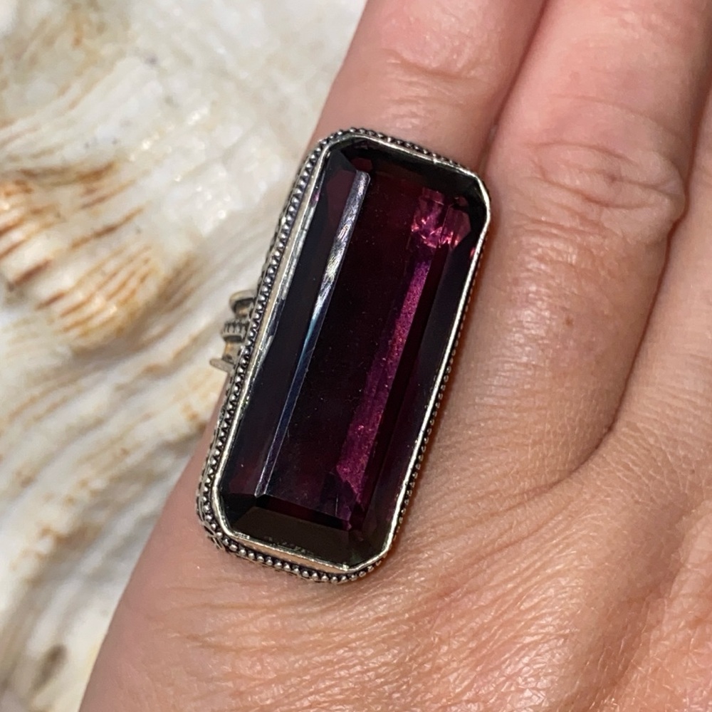 Exotic Syberian Plum Quartz Handcrafted vintage 925 ring - Picture 3 of 12
